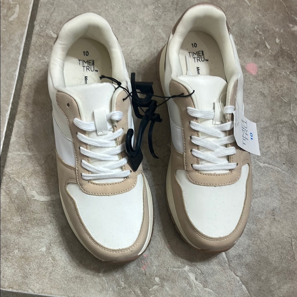 Time and Tru White and Tan Sneakers